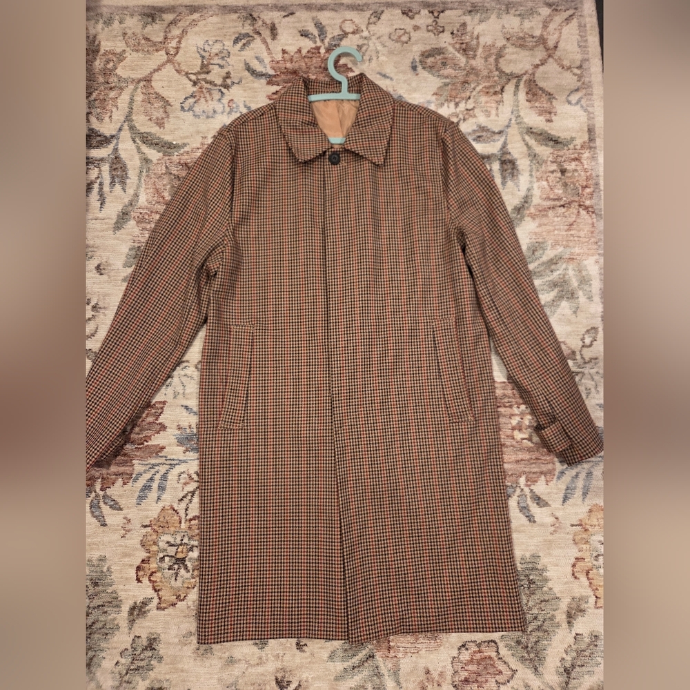 Topman Houndstooth Trench Coat - Men's Large